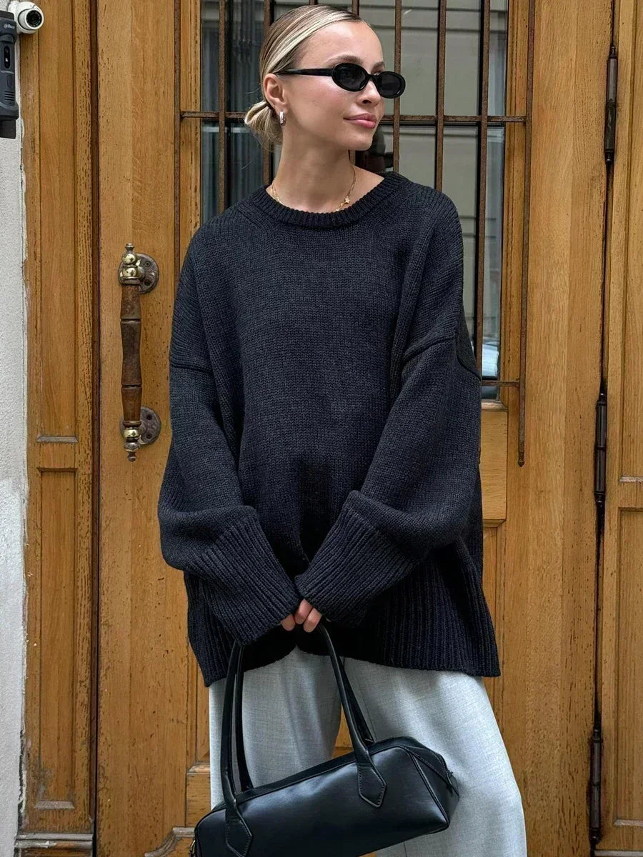 Oversized Knit Sweater with O-Neck
