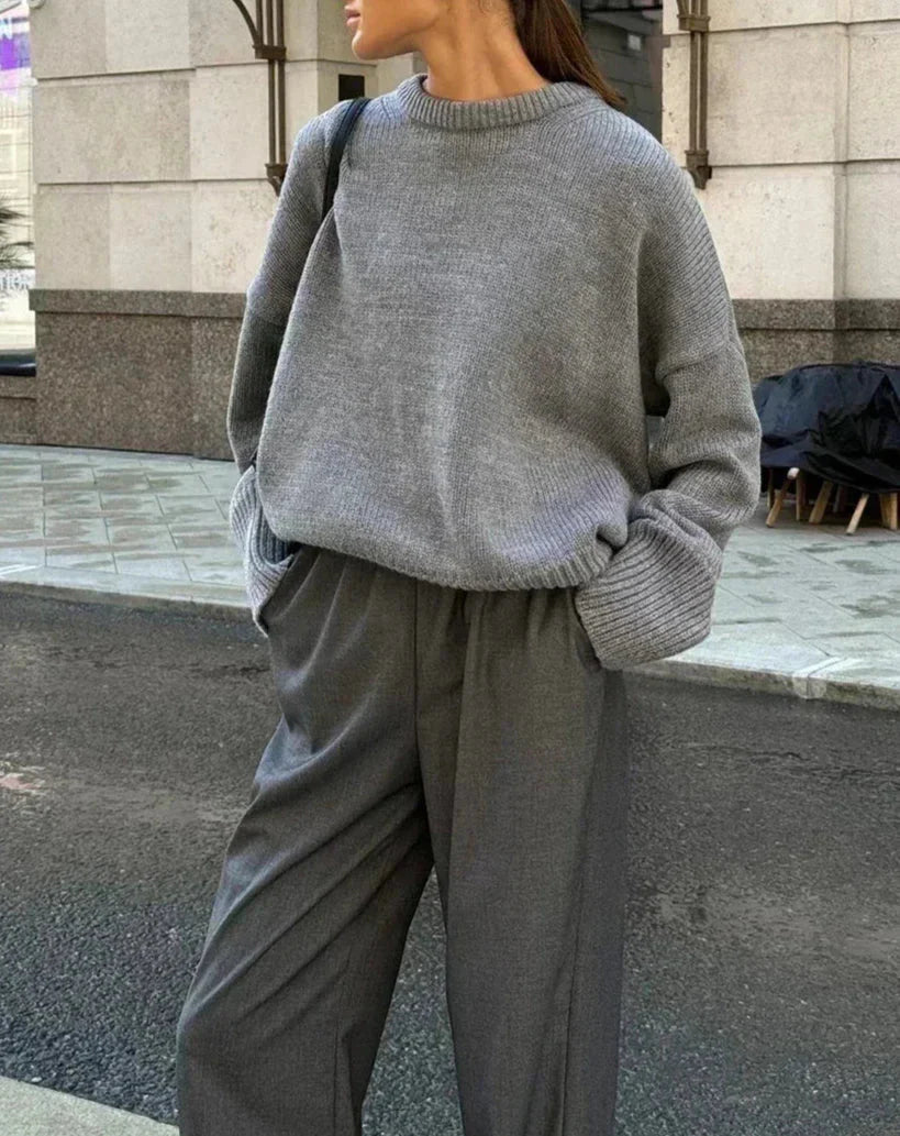 Oversized Knit Sweater with O-Neck
