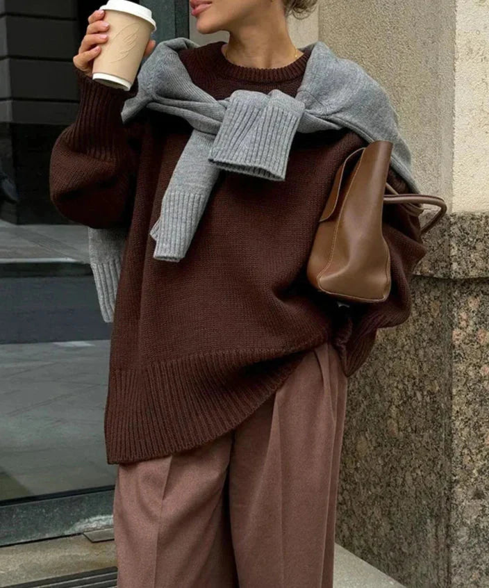Oversized Knit Sweater with O-Neck