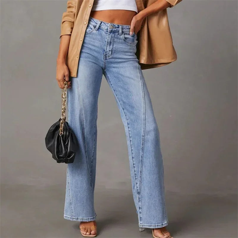 Wide Leg Mid Waist Denim Jeans