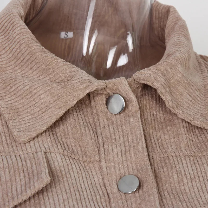 Corduroy Cropped Jacket with Lantern Sleeves